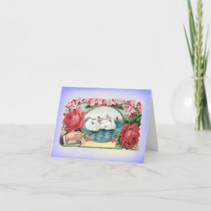 Carte d'art vierge Vintage Swan et Rose