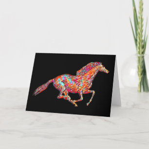 Carte d'art vintage Artsy Colorful Runse Horse