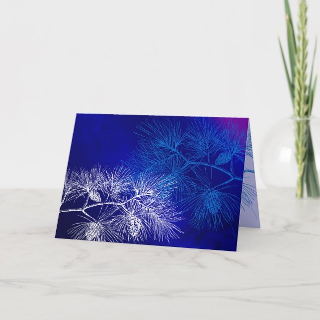 Carte d'art Vintage Blue White Pine Modèle (Devant)