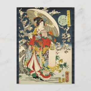 Carte d'art Vintage japonaise Lady Geisha Portrait