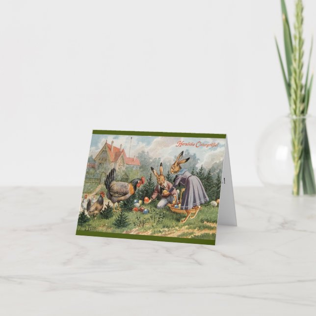 Carte d'Arthur Thiele Pâques - lapins recueillant (Devant)