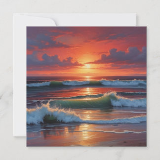 Carte d'artisanat de peinture de paysage marin Red