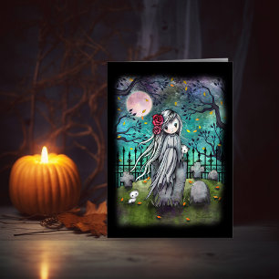 Carte d'artisanat d'Halloween Little Ghost Cute