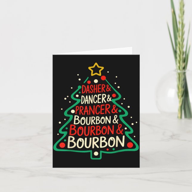 Carte Dasher Dancer Prancer &amp; Bourbon Funny Christma (Devant)