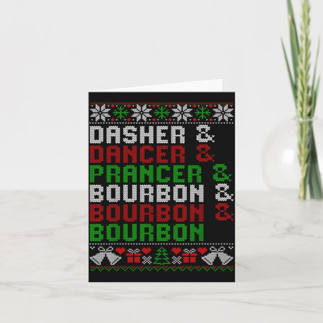 Carte Dasher Dancer Prancer &amp; Bourbon Xmas Holiday U (Devant)