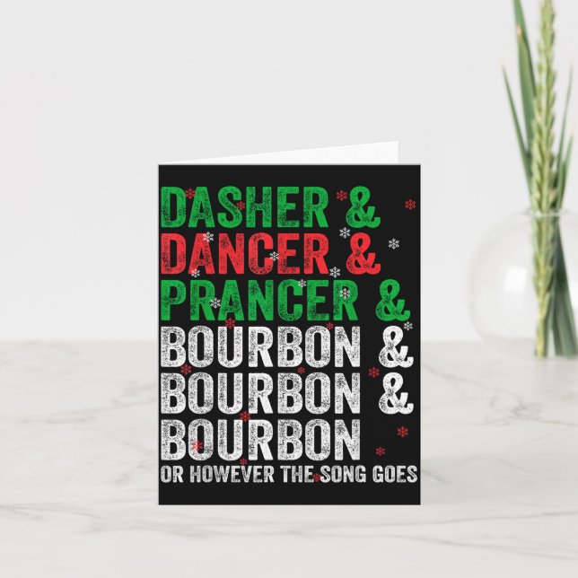 Carte Dasher Dancer Prancer And Bourbon Christmas Xmas H (Devant)