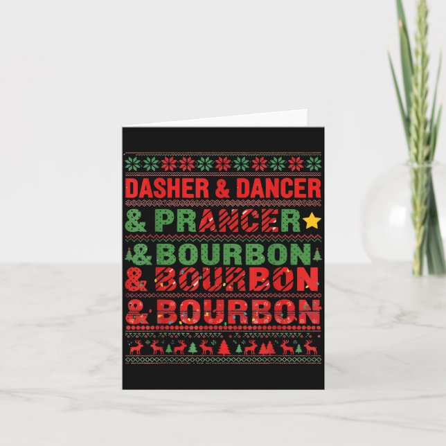 Carte Dasher Dancer Prancer et Bourbon Whiskey Funny Ch (Devant)