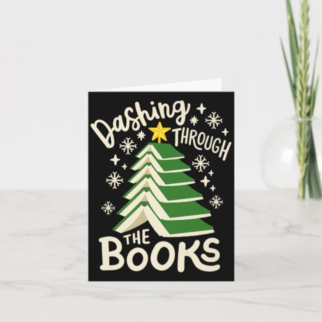 Carte Dashing Through The Books Christmas Book Lovers Me (Devant)