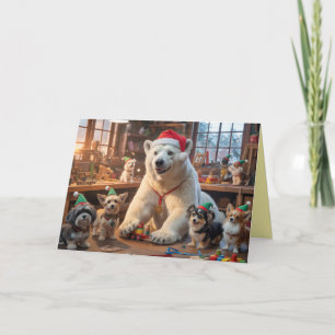 Carte d'atelier du Père Noël avec un ours polaire