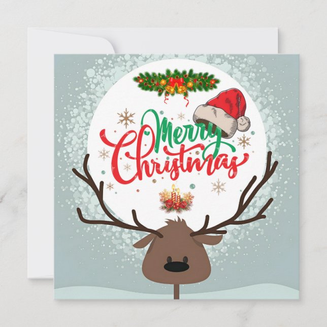 Carte d'attente de Noël de joyeux cerfs (Devant)