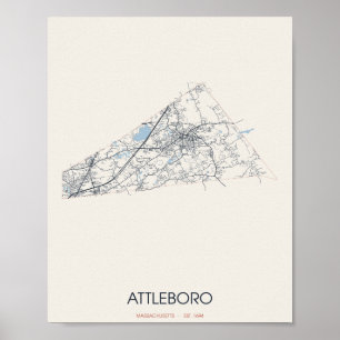 Carte d'Attleboro Massachusetts Poster