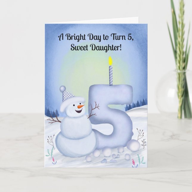 Carte Daughter 5th Birthday Snowman Snowy  (Devant)