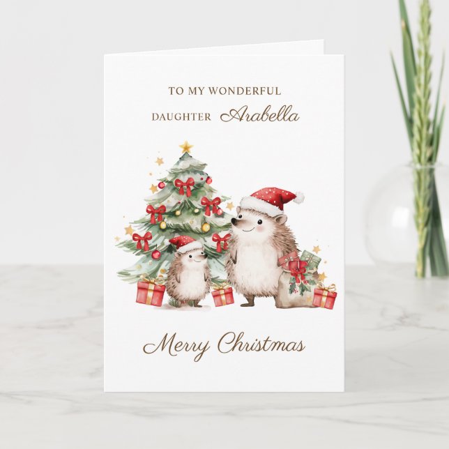 Carte Daughter Santa Hedgehog Christmas  (Devant)