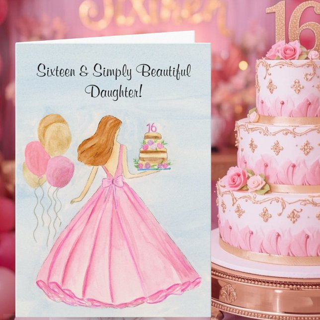 Carte Daughter Sweet 16 Birthday Card Elegant Girl  (Créateur téléchargé)