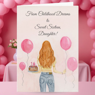 Carte Daughter Sweet Sixteen Girl in Jeans Celebrating