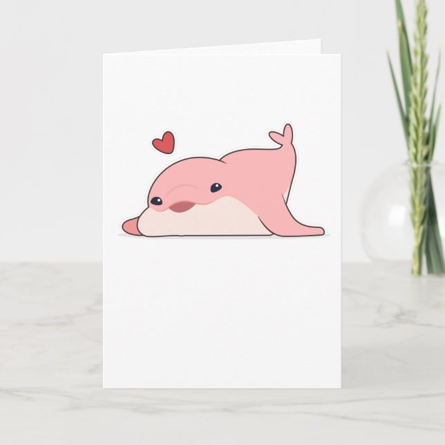 Carte Dauphin à l'amour avec cœur (Devant)