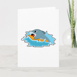 Carte Dauphin au surf avec Surfboard