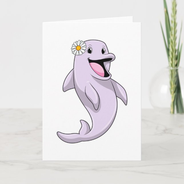 Carte Dauphin avec fleur de marguerite (Devant)