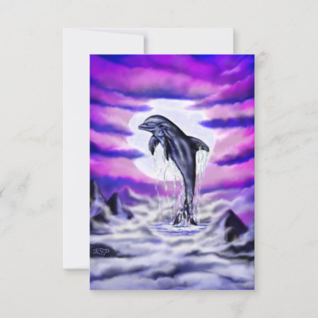 Carte Dauphin clair de lune (Devant)