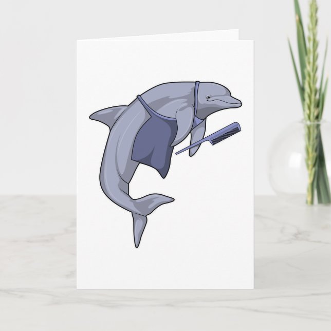 Carte Dauphin coiffeur avec peigne (Devant)