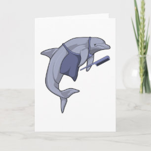 Carte Dauphin en coiffeur avec peigne