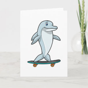 Carte Dauphin en patinage avec skateboard