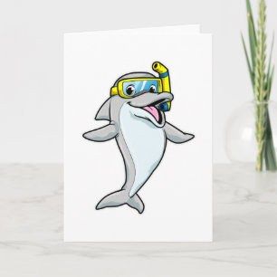 Carte Dauphin en plongée avec tuba