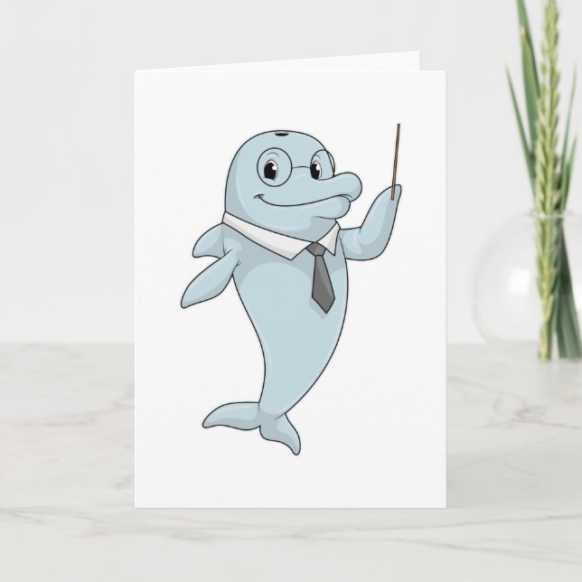 Carte Dauphin enseignant avec pointeur (Devant)