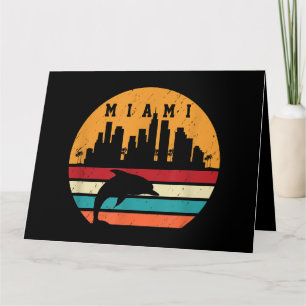 Carte Dauphin Silhouette Vintage Miami années 80 Souveni