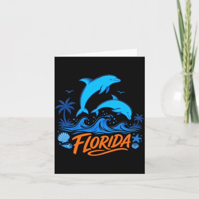 Carte Dauphins de Floride masculine conception de vagues (Devant)