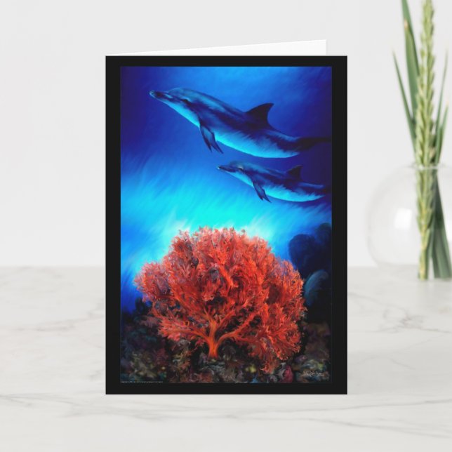 Carte Dauphins sur coraux (Devant)