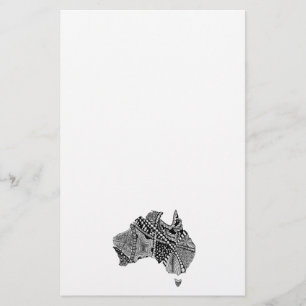 Carte d'Australie noir et blanc Art original