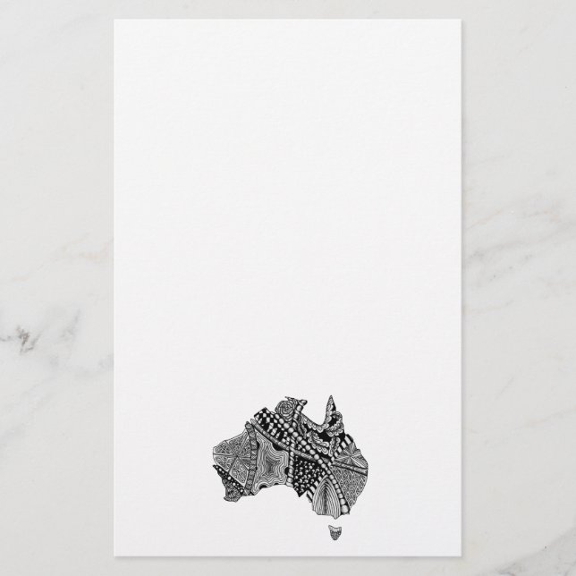 Carte d'Australie noir et blanc Art original (Devant)