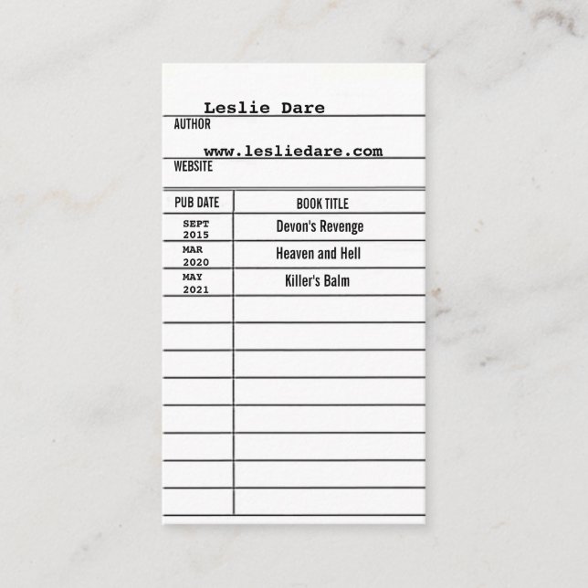 carte d'auteur de bibliothèque (Devant)