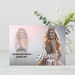 Carte d'autographe de concours de beauté avec doub