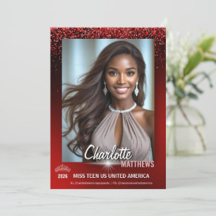 Carte d'autographe de concours de beauté de style