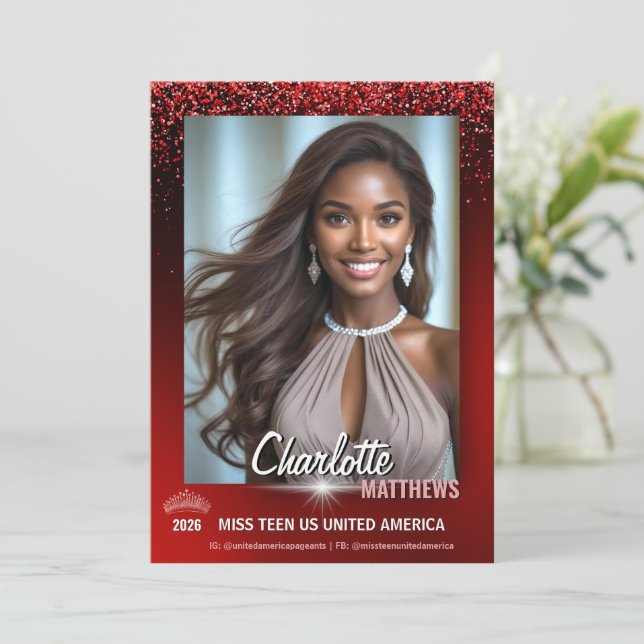 Carte d'autographe de concours de beauté de style  (Debout devant)