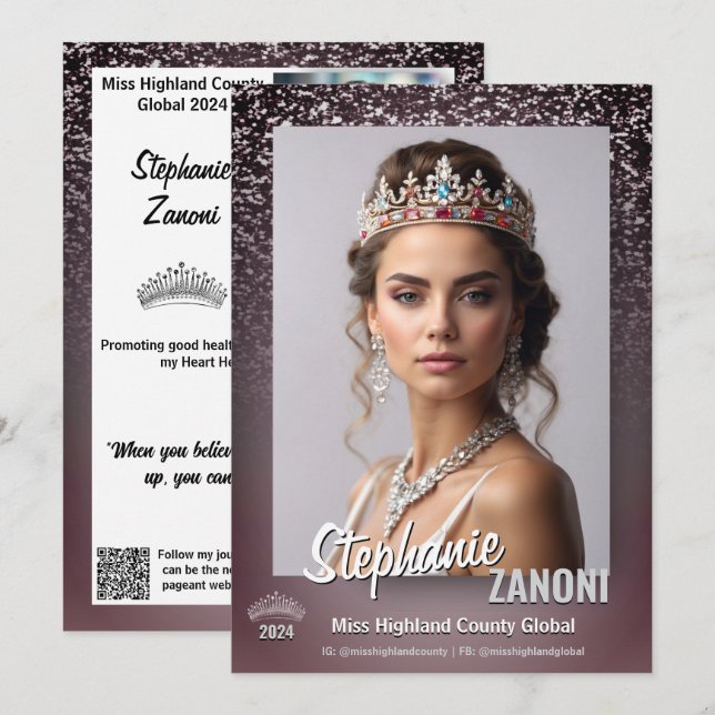 Carte d'autographe de concours de beauté Midnight  (Devant / Derrière)