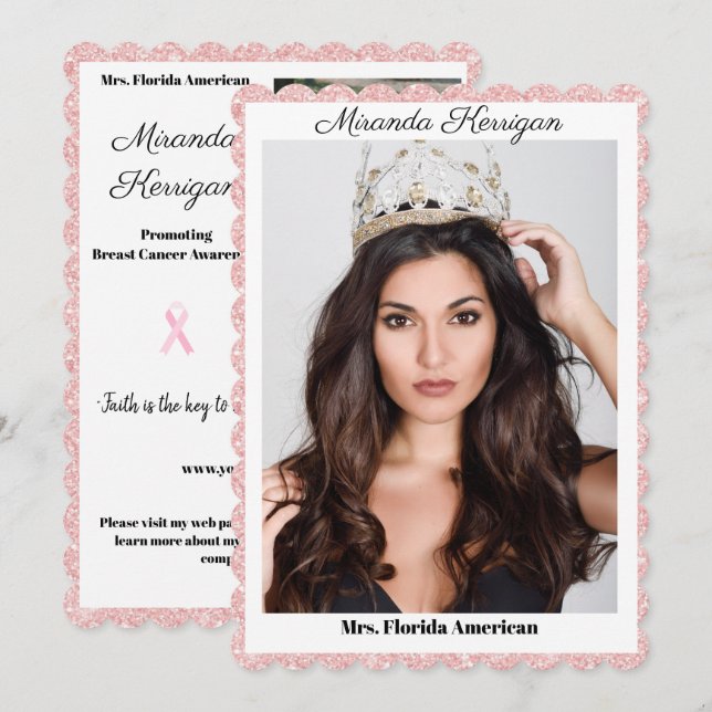 Carte d'autographe de concours de beauté Rose Gold (Devant / Derrière)