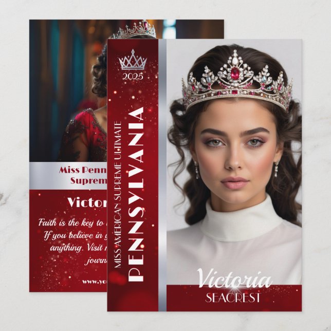 Carte d'autographe de concours de beauté Rouge Gla (Devant / Derrière)