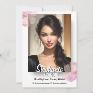Carte d'autographe de concours rose blanc floral L