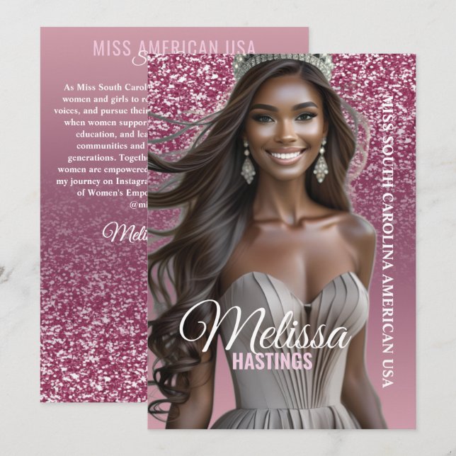 Carte d'autographe de concours Rose Gold Sparkle P (Devant / Derrière)