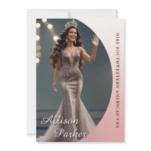 Carte d'autographe de concours rose ombré Pageants