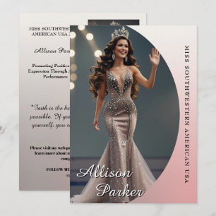 Carte d'autographe de concours rose ombré Pageants