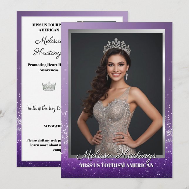 Carte d'autographe de Miss Concours Style Paillett (Devant / Derrière)