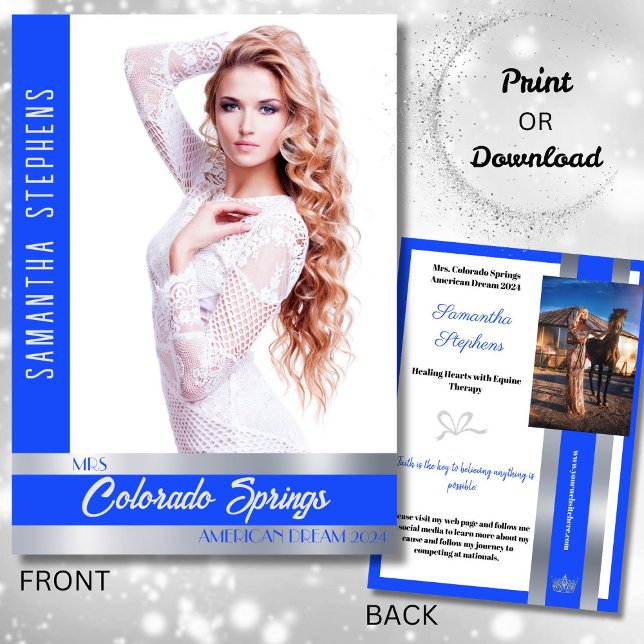 Carte d'autographe Royal Shine pour concours de be (This autograph card design features your pageant title, text and custom photos to promote your reign)