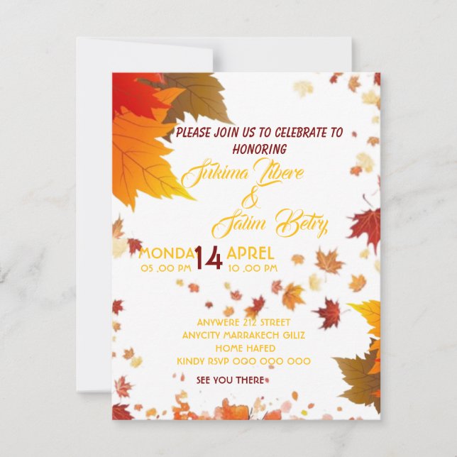 Carte d'automne, ,Carte d'anniversaire d'automne,  (Devant)
