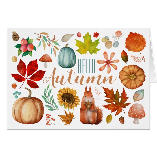 Carte d'automne Hello (Devant horizontal)