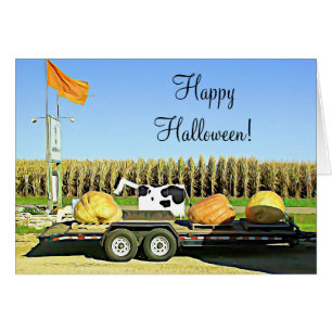 Carte d'automne pour l'Halloween de la vache laiti