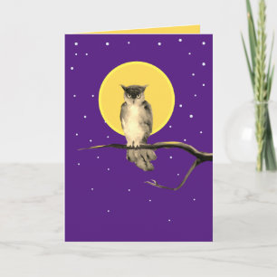 Carte d'automne Starry Owl (Blank) en violet et or